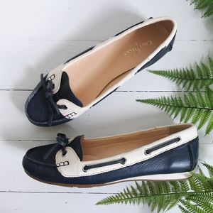 Cole Haan Leather Navy & White Boat Shoes